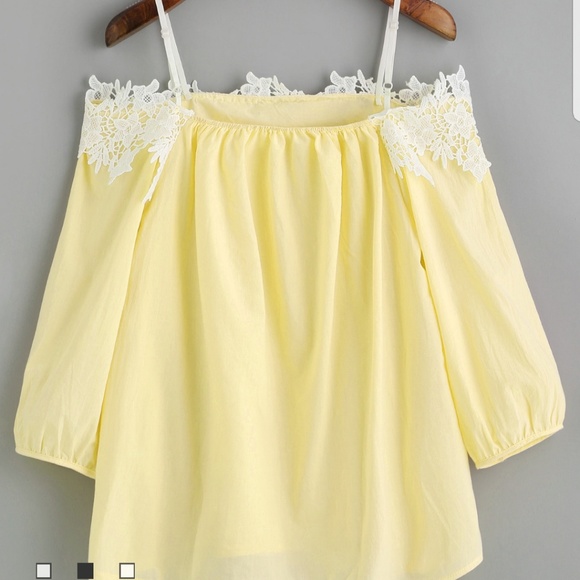 Light yellow off the shoulder top - Picture 2 of 3